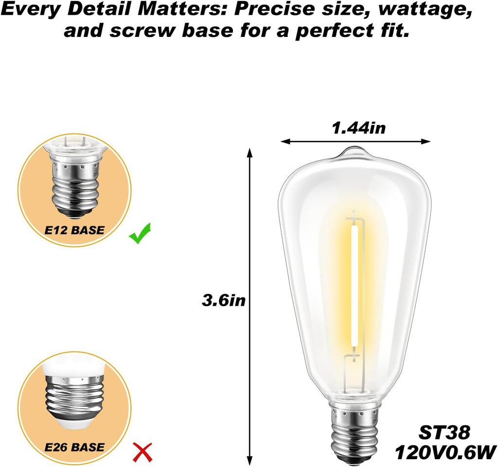 25Pk LED Replacement Light Bulbs, Shatterproof Plastic E17 LED Bulbs