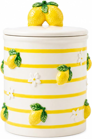 Large Ceramic Cookie Jars with Lids Airtight Cute Lemon Food Jars