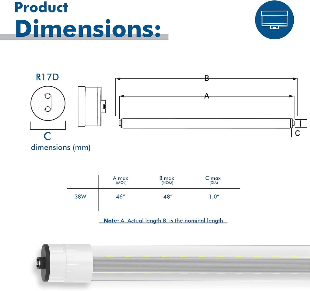 (2) 4 ft. T12/HO LED F48T12/CW/HO, Type A Plug & Play, 4100K Cool White, 2S