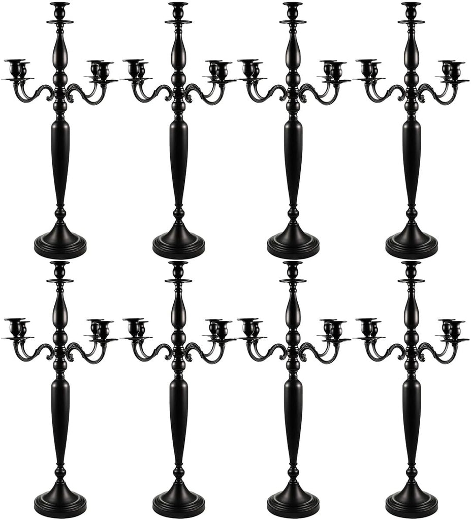 5 Arm Candelabra,28.54 inch Tall Candlestick Holders for Church Party Centerpiece for Dining Table Black Matte 0.78