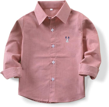Boys' Long Sleeve Button Down Cute Rabbit Casual Dress Easter Shirt