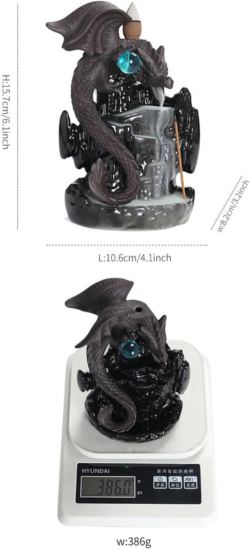 Dragon Backflow Incense Burner,Ceramic Incense Waterfall Burners, Incense Fountain Waterfall Holders,Incense Stick - Set of 5