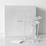 Crystal Candelabra Set, Dual-Sided Candle Holder Reversible for Taper, Tealight & Pillar Candles 3-in-1 Versatile