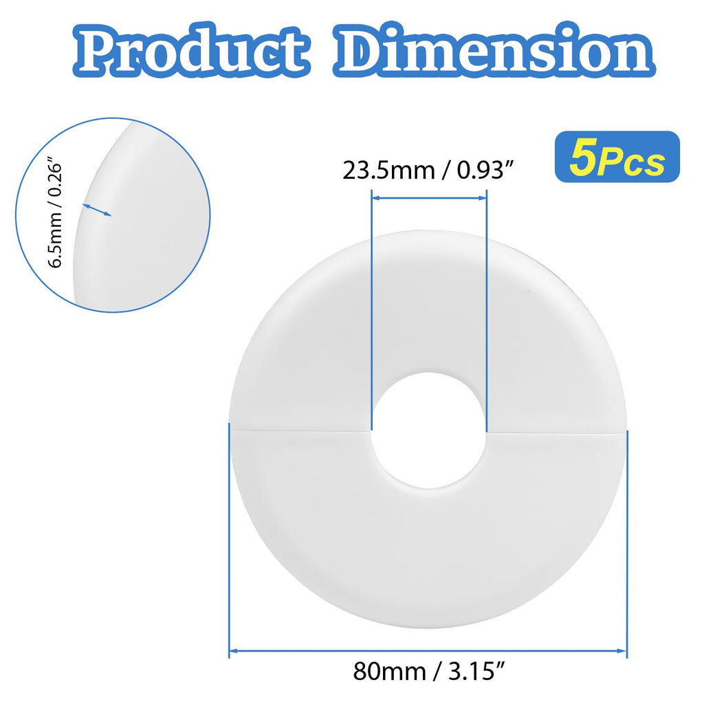 5Pcs Self-Adhesive Split Flange for 0.87" Pipe, ABS Round Escutcheon Plate