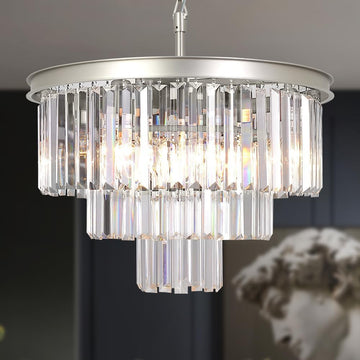 Inspired Odeon Style Nickel Crystal 3-Tier Traditional Chandelier - A107-B07GP5LVBW