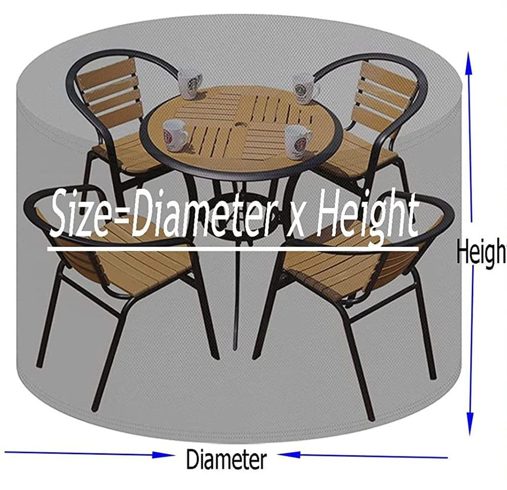 Outdoor Furniture Covers - Waterproof & Wind/Dust Proof for 120" Dia x 30" H Round Table & Chairs