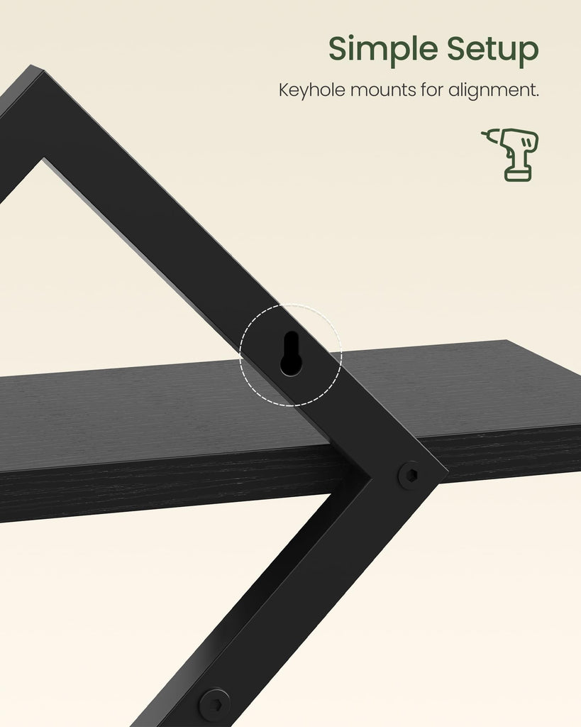 Floating Shelves for Wall, Set of 3, Black