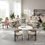 LukeAlon Chenille Dining Chairs Set of 2, Modern Curved Back Armless Kitchen Chairs with Black Metal Legs Upholstered Dining Room Chairs Reception Chairs for Living Room Office Restaurant, Khaki