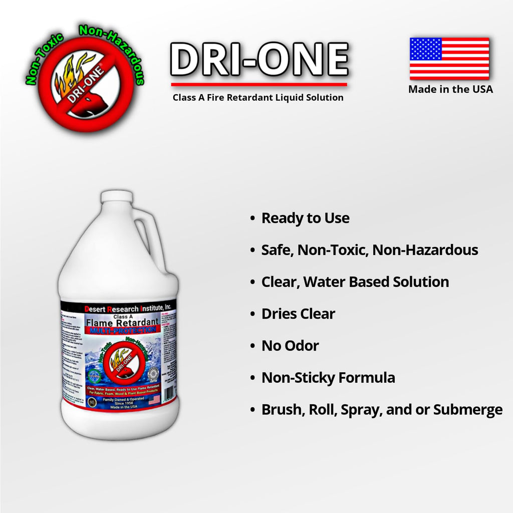 Fire Retardant Spray Liquid Solution (Class A for Fabric, Wood, Absorbent Materials & More) Eco-Safe, Non Toxic