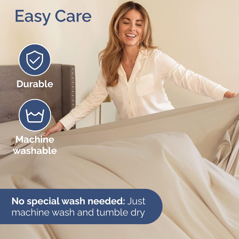Split California King Bed Sheet Set - 5 Piece Split Cal King Sheets - Wheat