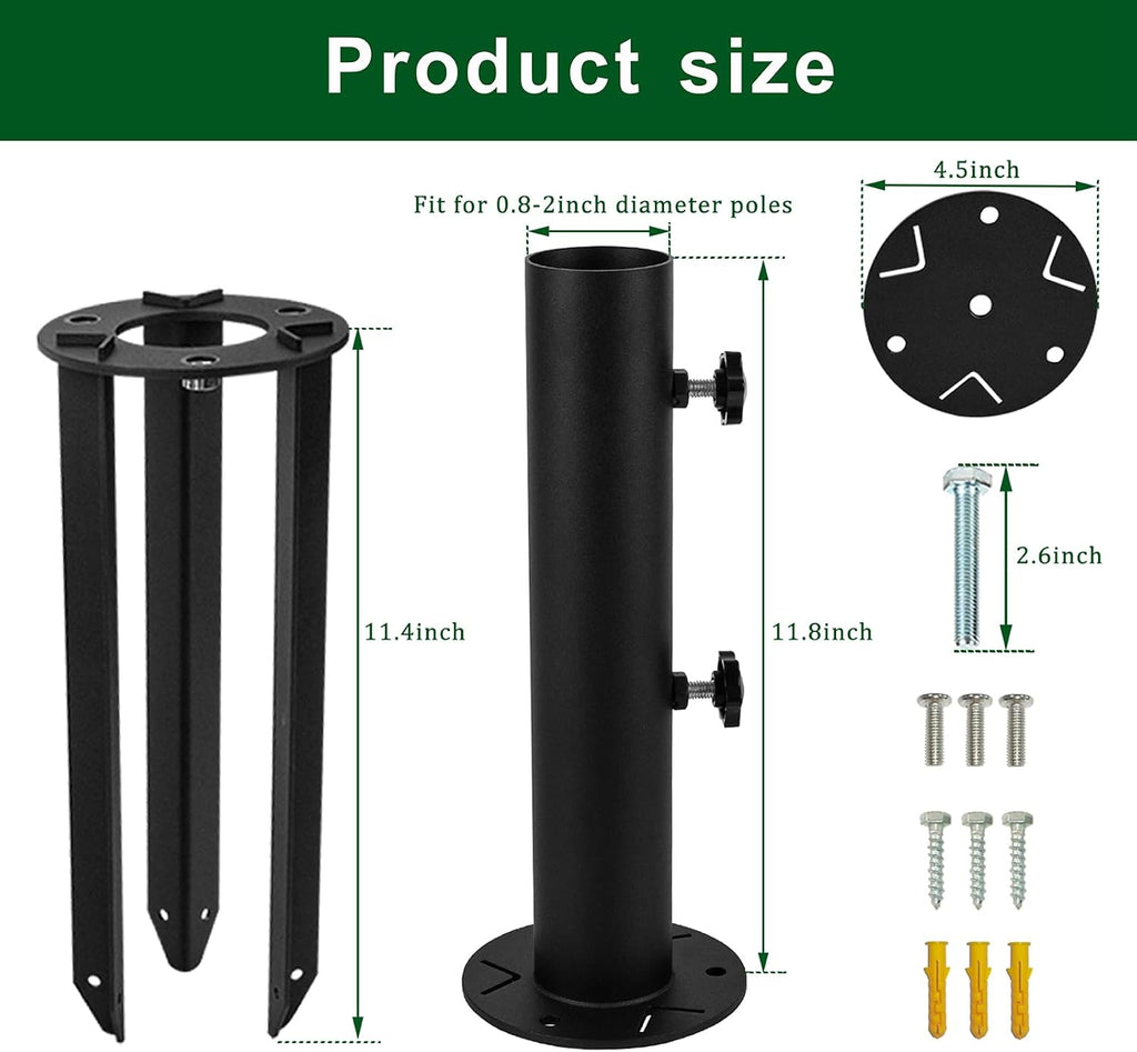Patio Umbrella Stand Base,Heavy Duty Outdoor Umbrella Holder with 3 Ground Spikes for Stability