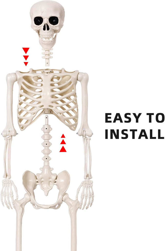 Halloween Skeletons Decorations - 5.4FT Life Size Posable Skeletons, Realistic Plastic Full Body Skeletons Yard Patio