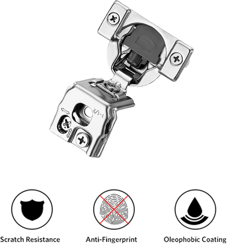 2 Pack 1 Pair 1-1/2 inch Overlay Soft Close Kitchen Cabinet Hinges Stainless Steel Adjustable Kitchen Hinges Satin