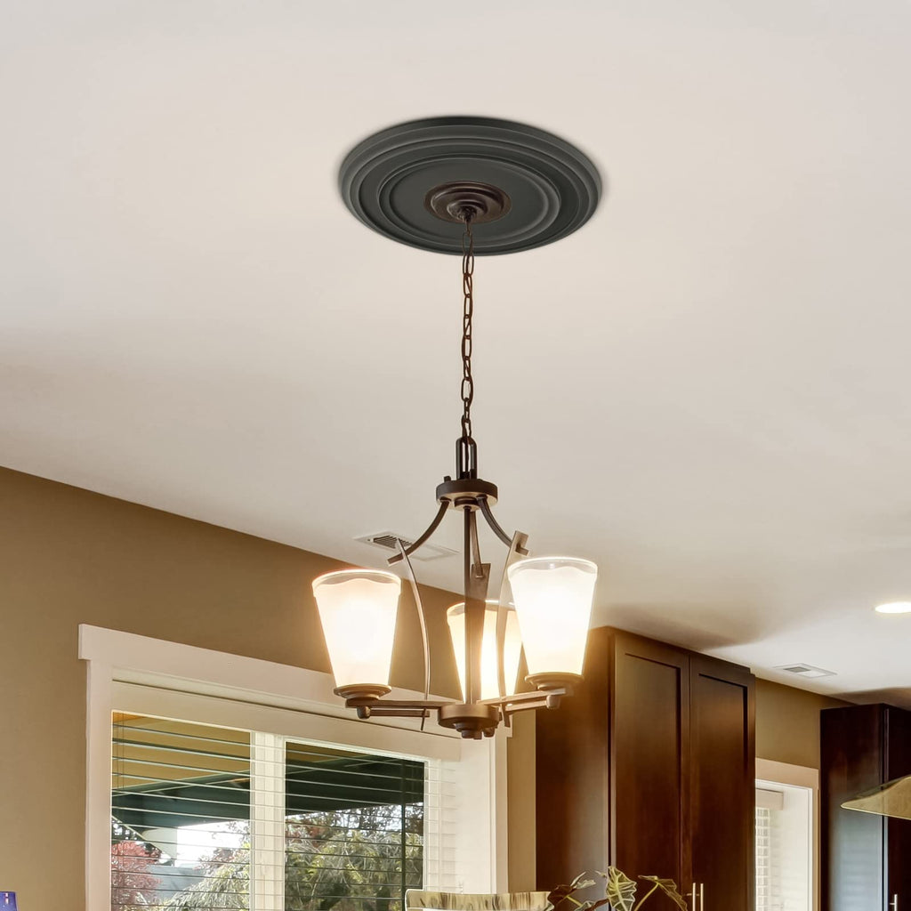 One Piece Classic Ceiling Medallion Polyurethane Ceiling Fan Medallion Chandelier Medallion, 12 3/8"OD x 4"ID x