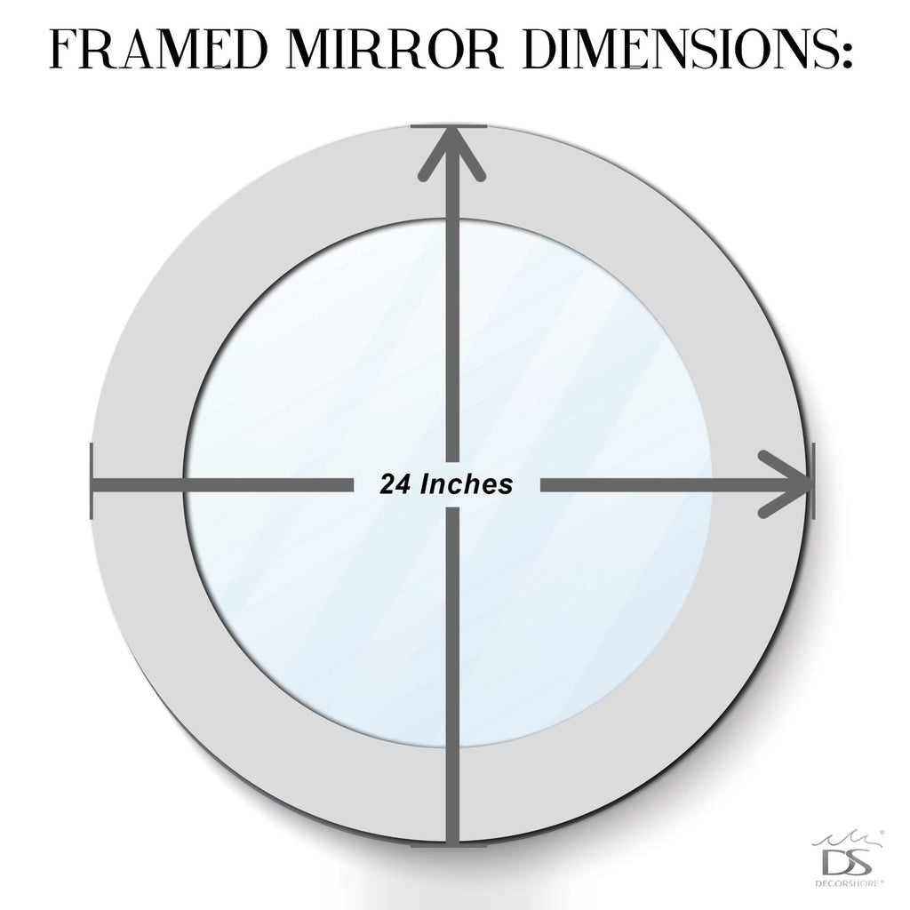 24" Round Mosaic Wall Mirror Sapphire Blue & Silver Glass Tile Frame Handmade Decorative Accent Mirror Bathroom