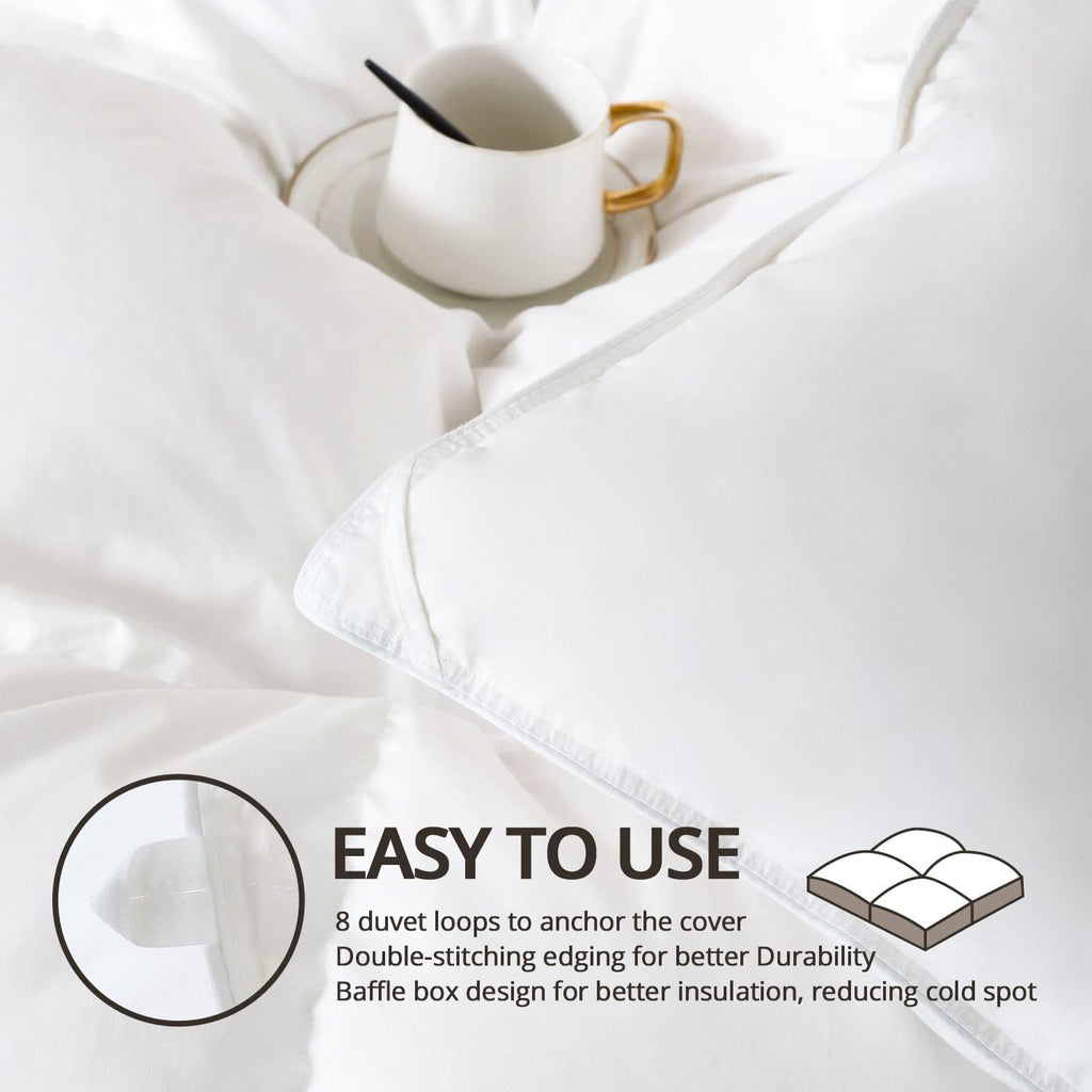 Winter Down Comforter Queen Size, Heavyweight Duvet Insert for Clod Sleepers, Noiseless Soft Shell, with 8 Corner Tabs