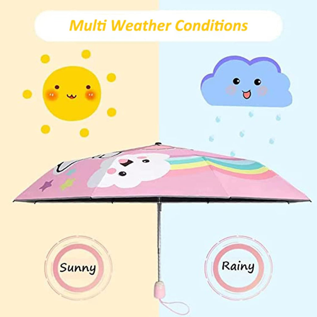 Automatic Kids Umbrella, Folding Telescopic Toddler Umbrella for girls & boys, UV/Sun Protection - Strong