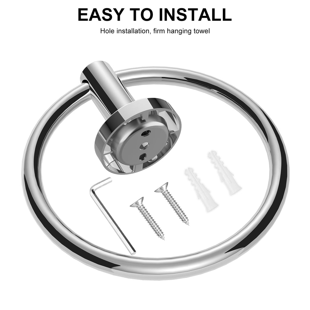 Towel Holder Wall Chrome Towel Ring, 2 Packs