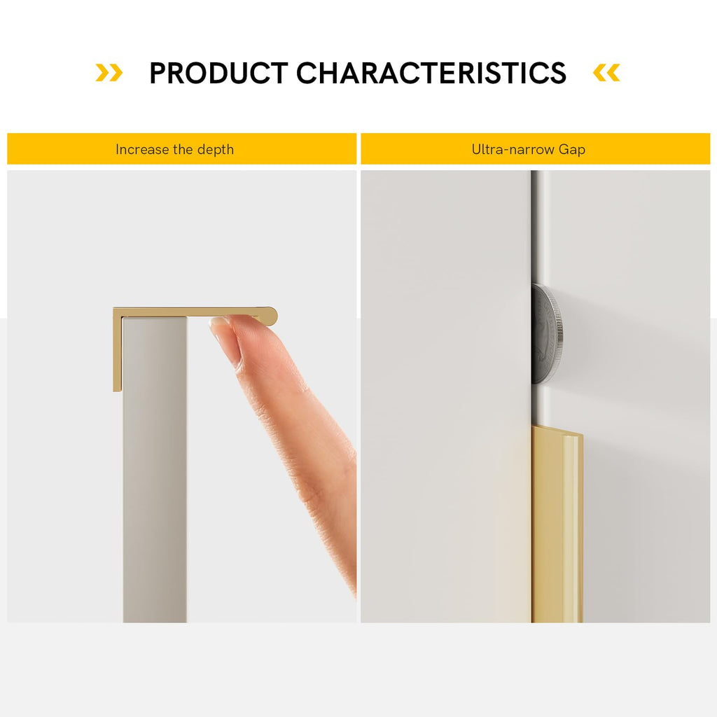 Drawer Handles Gold Cabinet Pulls 7-1/2 inch 20 Pack, Finger Pulls for Cabinet Edge Pulls, Aluminum Alloy Hardware