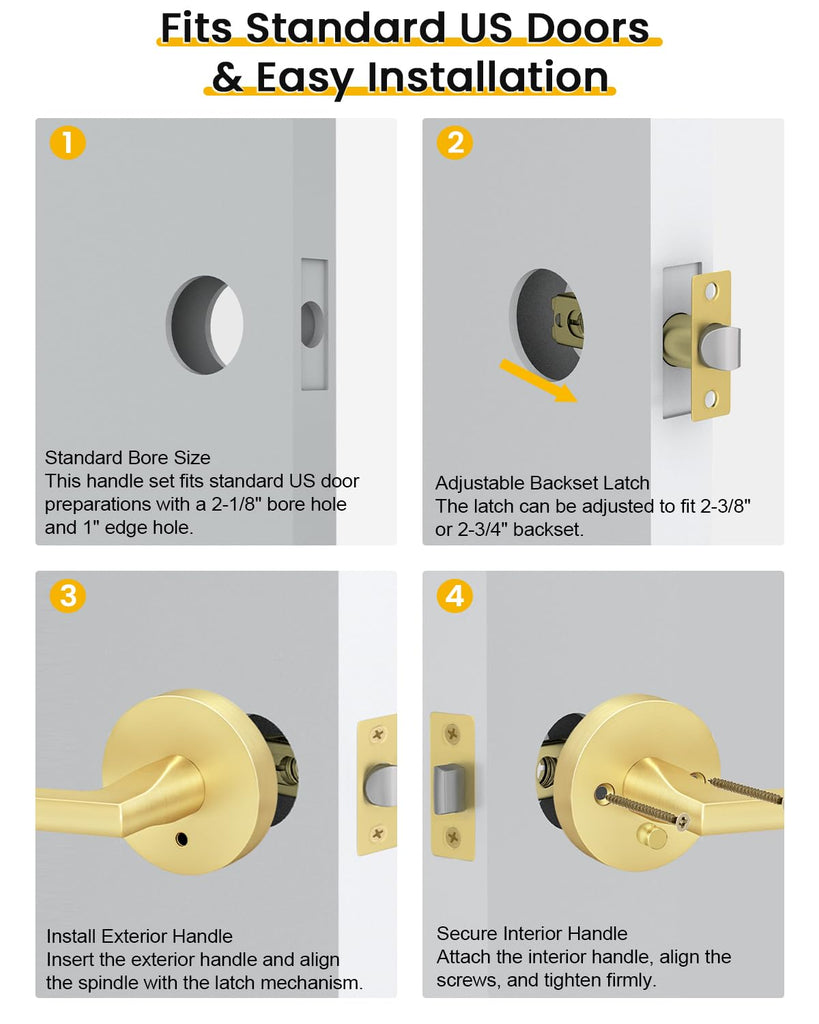Matte Black Exterior Door Handle with Deadbolt and Privacy 1Pack