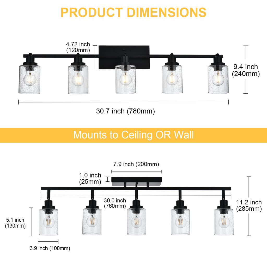 Black Track Lighting Kit Ceiling Mount Kitchen Track Lighting Fixtures, Bathroom Ceiling Tracking Vanity