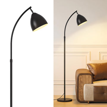 Arc Floor Lamp with Rotating Head, Black Tall Lamp, 3-Color Temperatures