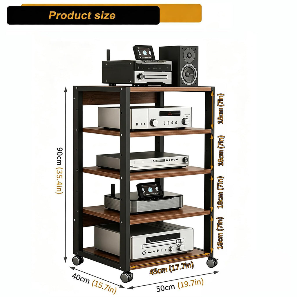 5 Tier AV Media Stand, Audio Rack Tower Stereo Components Cabinet