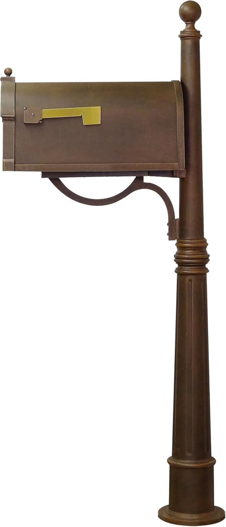 Berkshire Curbside Mailbox with Aluminum Post - Copper Mailbox with Ashland Post