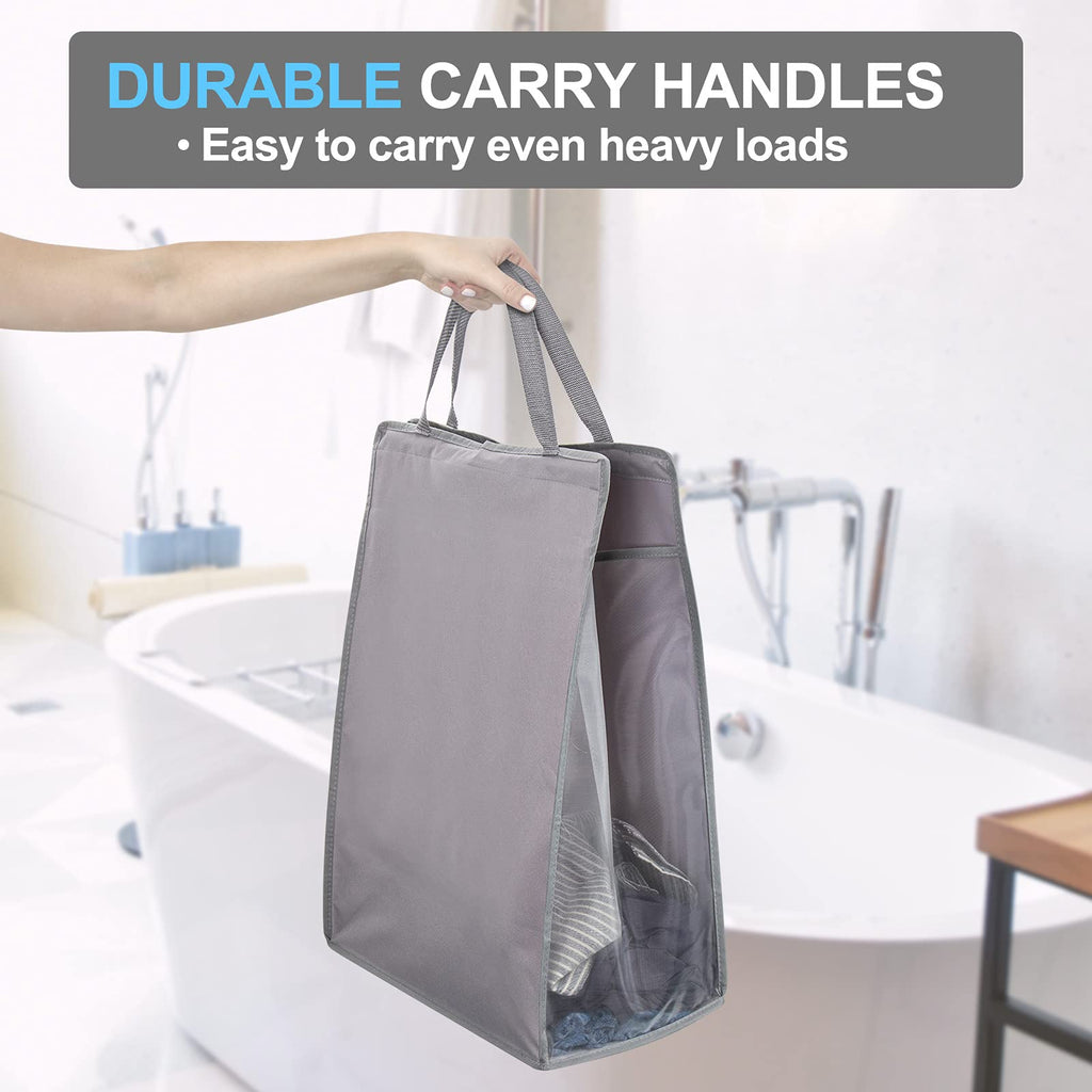 Hanging Laundry Hamper,2 Pack Grey Hanging Laundry Basket