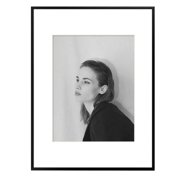 12x16 Black Aluminum Frame with White Mat, Real Glass