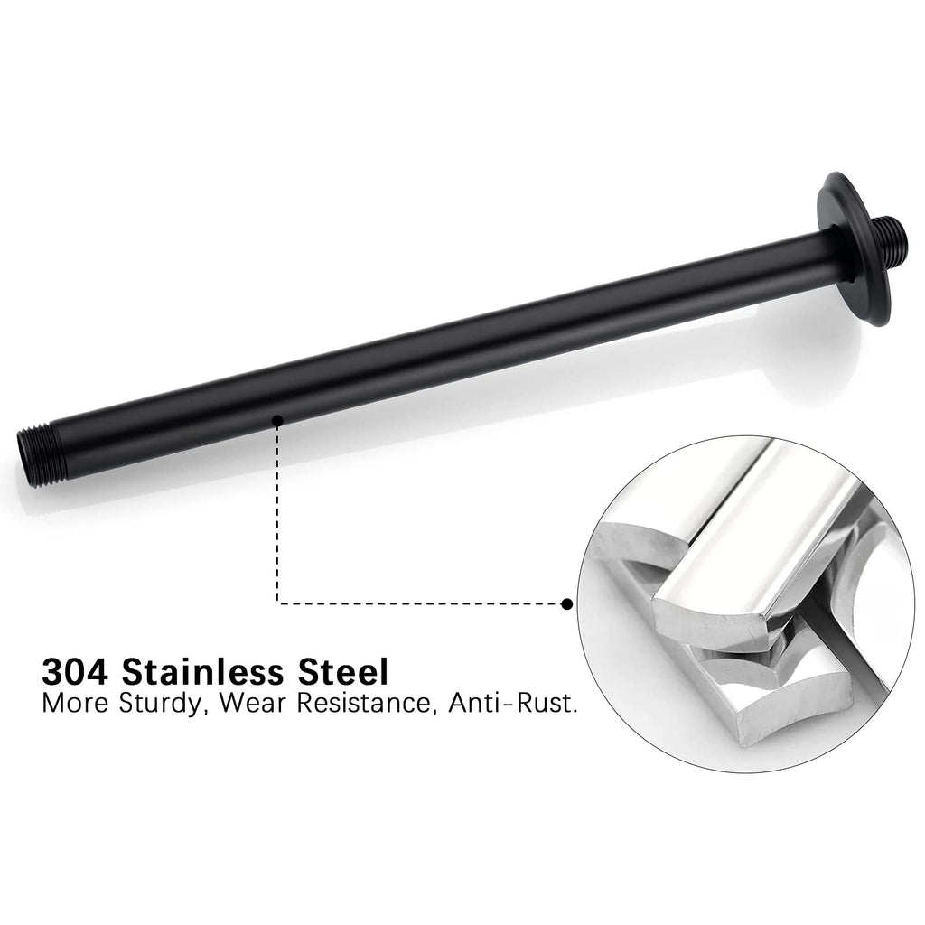 12 Inch Matte Black Ceiling Mounted Shower Arm for Rain Shower Head