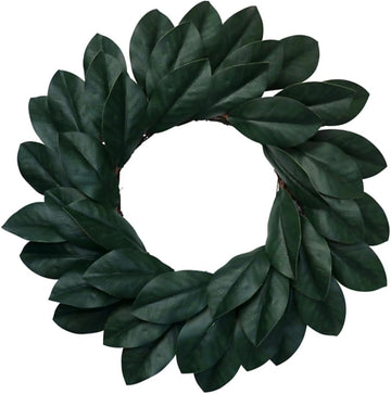 Realistic Magnolia Leaf Wreath Handmade Plastic Rattan Door Decor