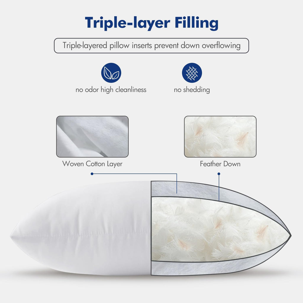 20x20 Pillow Inserts Feather Down Throw Pillows - Set of 2