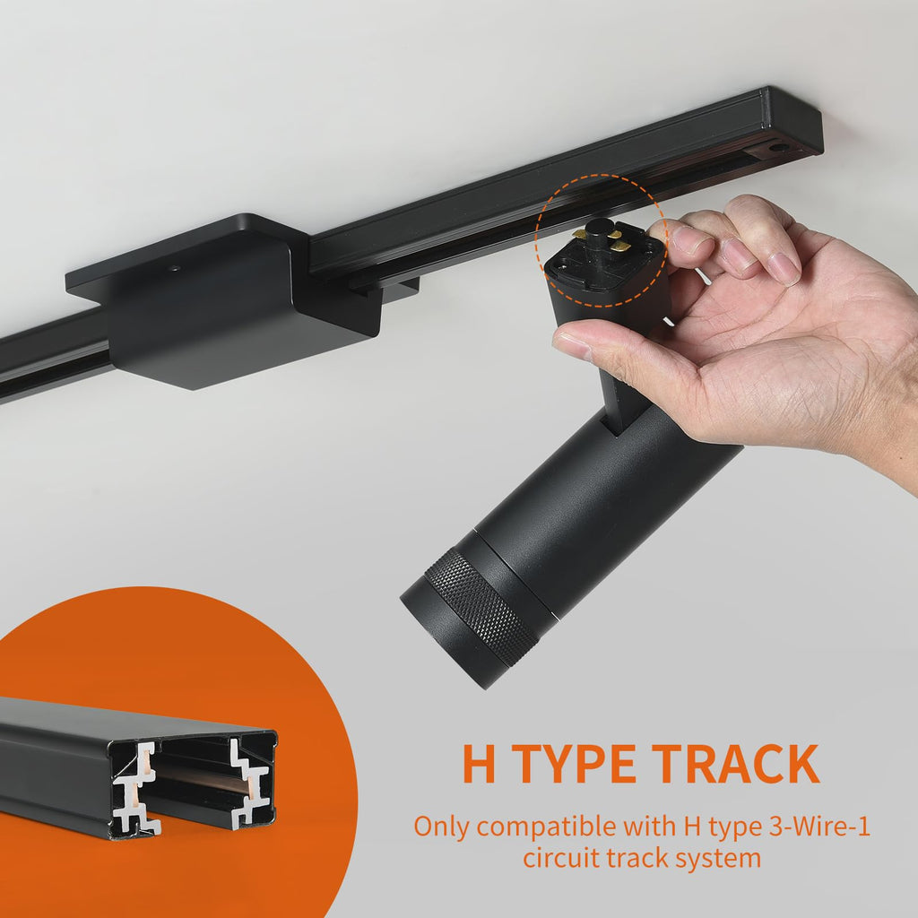 H Track Lighting Rail Kit, Black 120V H Type Track System