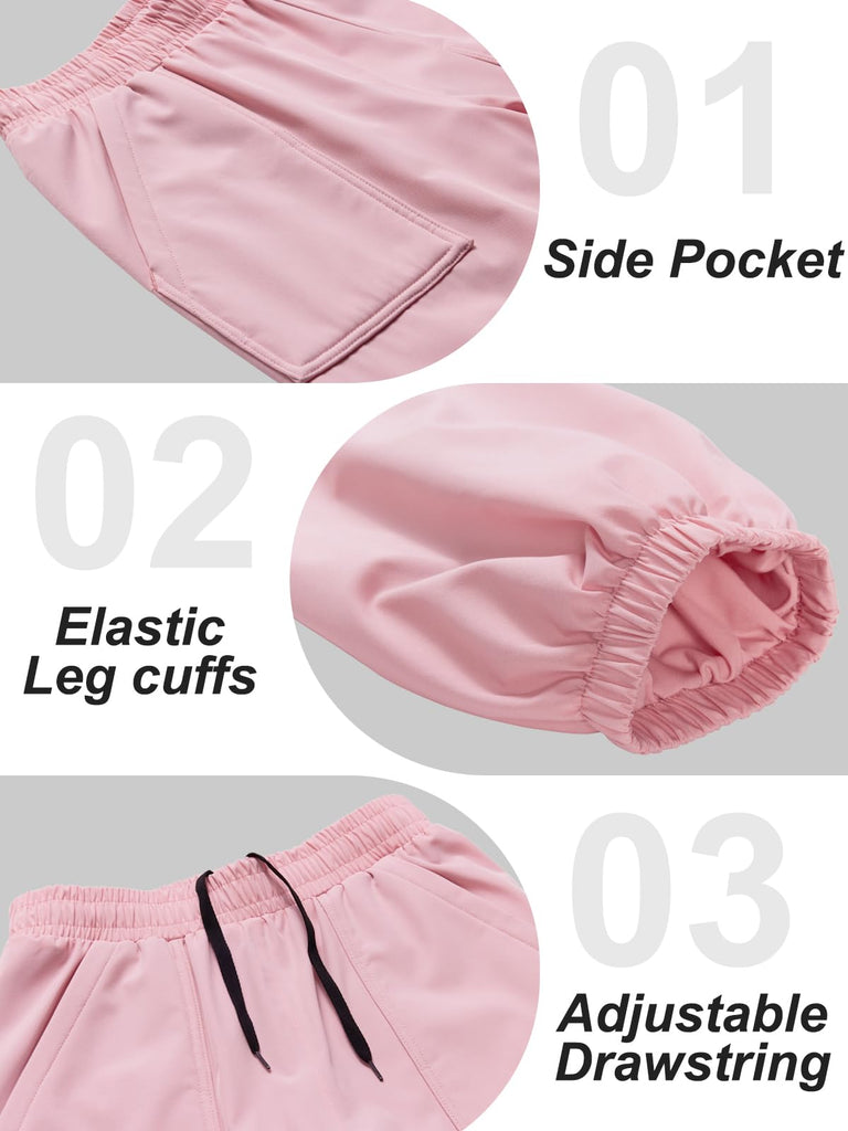 Toddler Girls Snow Pants Kids Fleece Lined Rain Pants Pink