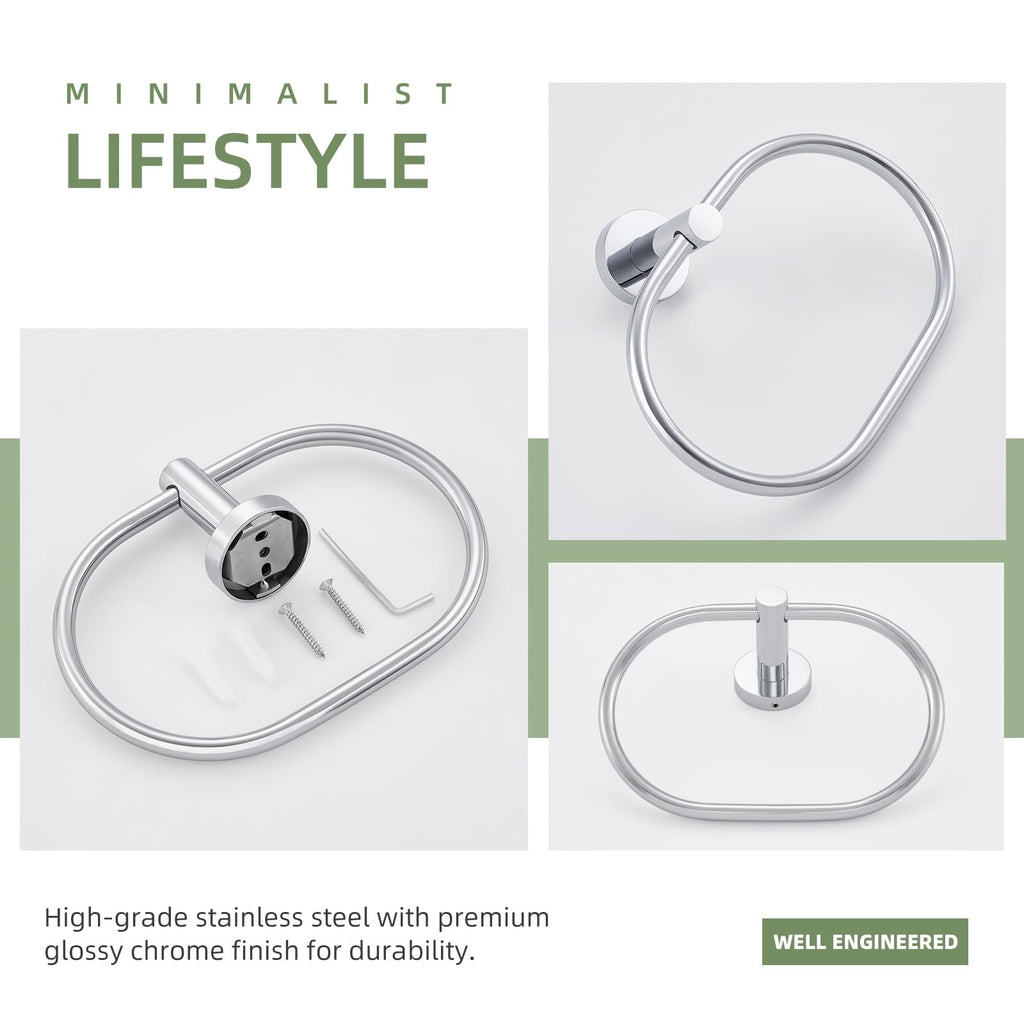 Towel Ring, Swivel Hand Towel Holder, Chrome