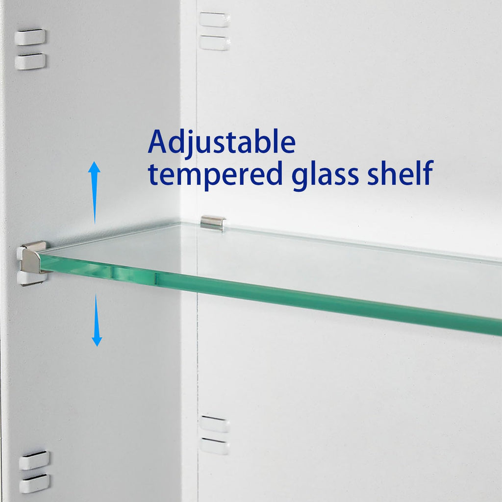 Bathroom Medicine Cabinet with Beveled Edge Mirrored Door 16 x 36 inch, Recessed or Surface Mount, with Adjustable