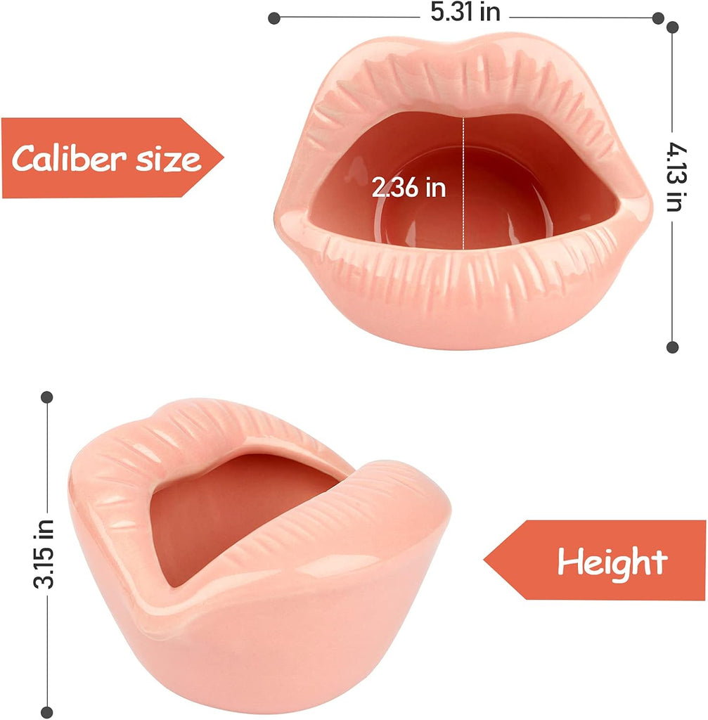 Ceramic Red Lips Lipstick Ring Holder, Pink