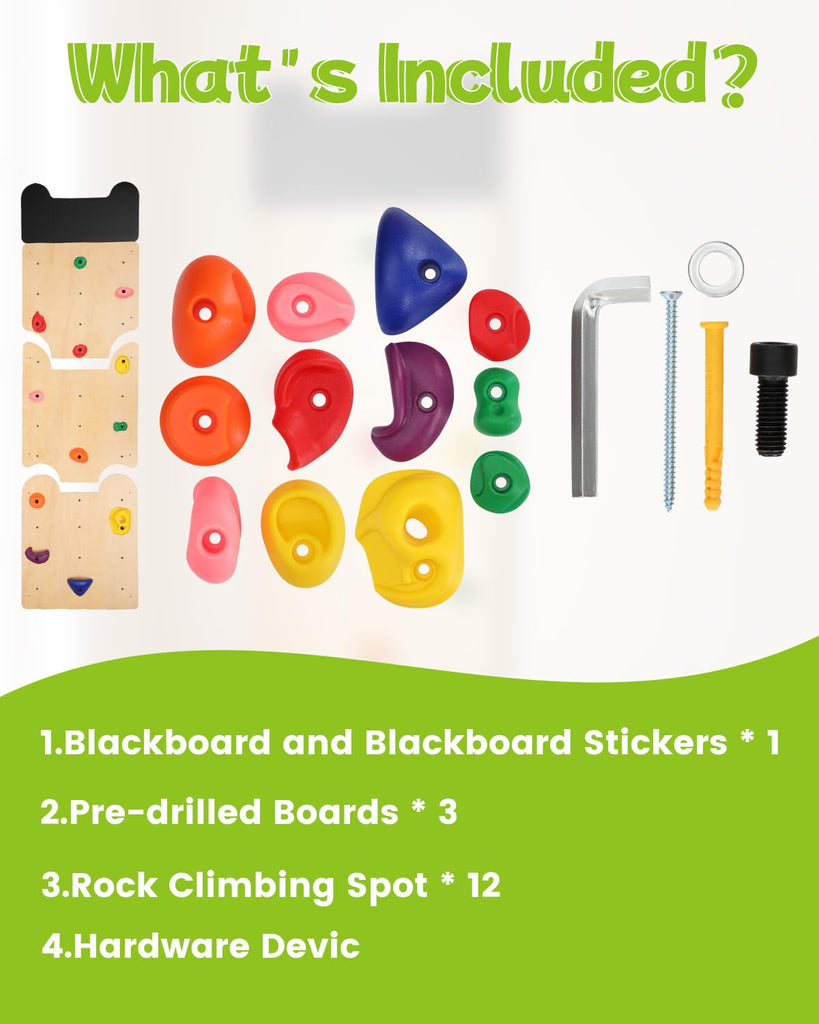 Wooden Rock Climbing Wall for Kids, Indoor Climbing Wall Panels