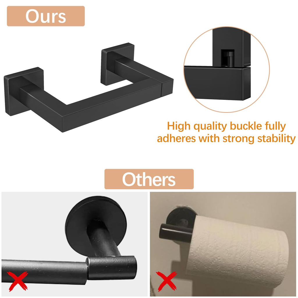 Toilet Paper Holder Matte Black, Wall Mounted Pivoting