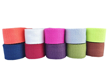 Cotton Webbing 1 Inch 20 Yards 10 Colors Mediumweight Polyester Cotton Strap Webbing for Cloth Tote Bags Leash Straps