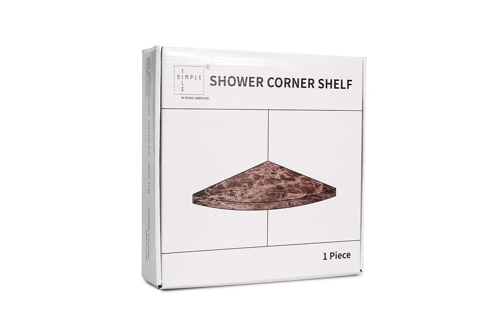Genuine Marble Corner Shelf Shower Wall, 9"X9"X5/8", Both Sides Polished (EDMT9SHE - Emperador Dark)