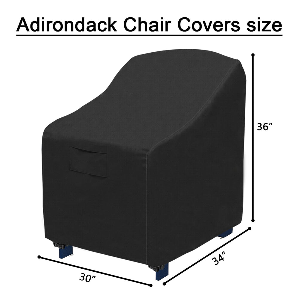Adirondack Chair Covers 2 Pack (30W x 34D x 36H Inch) 100% Waterproof Heavy Duty for Most Outdoor Chair (Black)