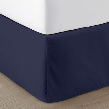 21 inch Drop Bed Skirt Queen Size - Platform Style with Secure Fit, Classic Tailored Look, Elegant Pleated Style Dust
