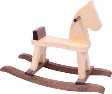 Wooden Rocking Horse Toddler Ride-On Toy (Walnut and Natural)