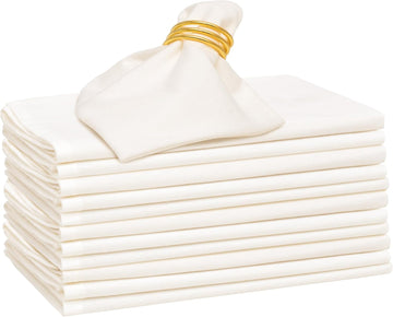 Reusable Cloth Dinner Napkins - 12 Pack, 18"x18", 100% Cotton, Washable, Ivory Napkins - Cream Flour Sack Cotton with