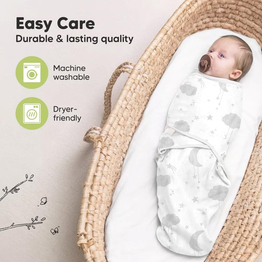 Swaddle Pack - Ultra Soft & Breathable 100% Cotton Newborn Swaddle Blanket, 0-6 Months Baby Sleep Sack, Ergonomic