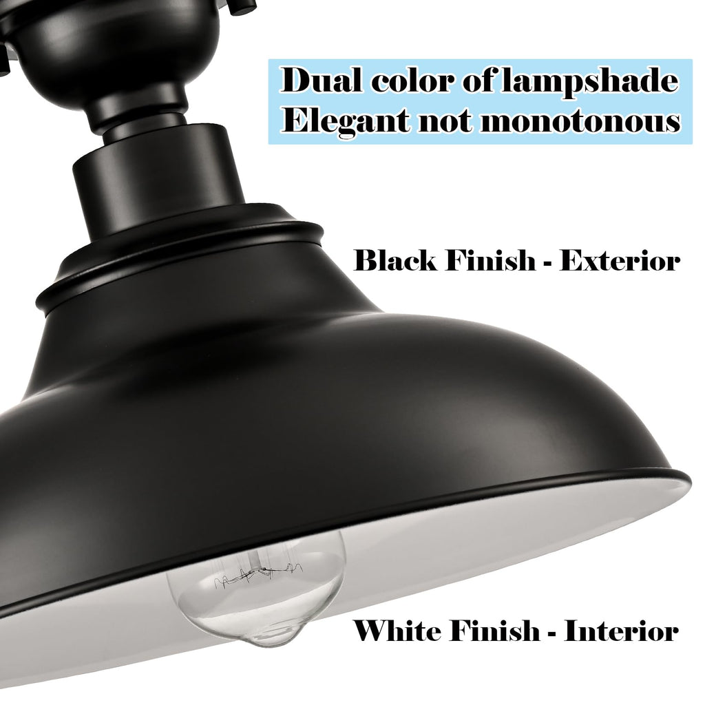 12-Inch Farmhouse Semi Flush Mount Ceiling Light Black