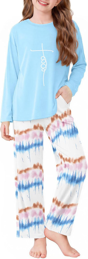Girls Pajamas Cute Long Sleeve and Pants Pjs Set Kids Sleepwear