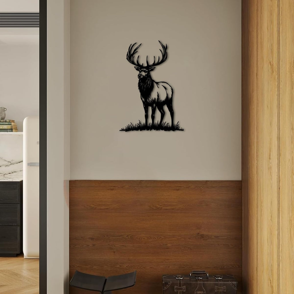 Majestic Elk Silhouette Metal Wall Art Decor Metal Outdoor Decor Metal Signs Artwork Rustic Farmhouse Style Home - Set of 5